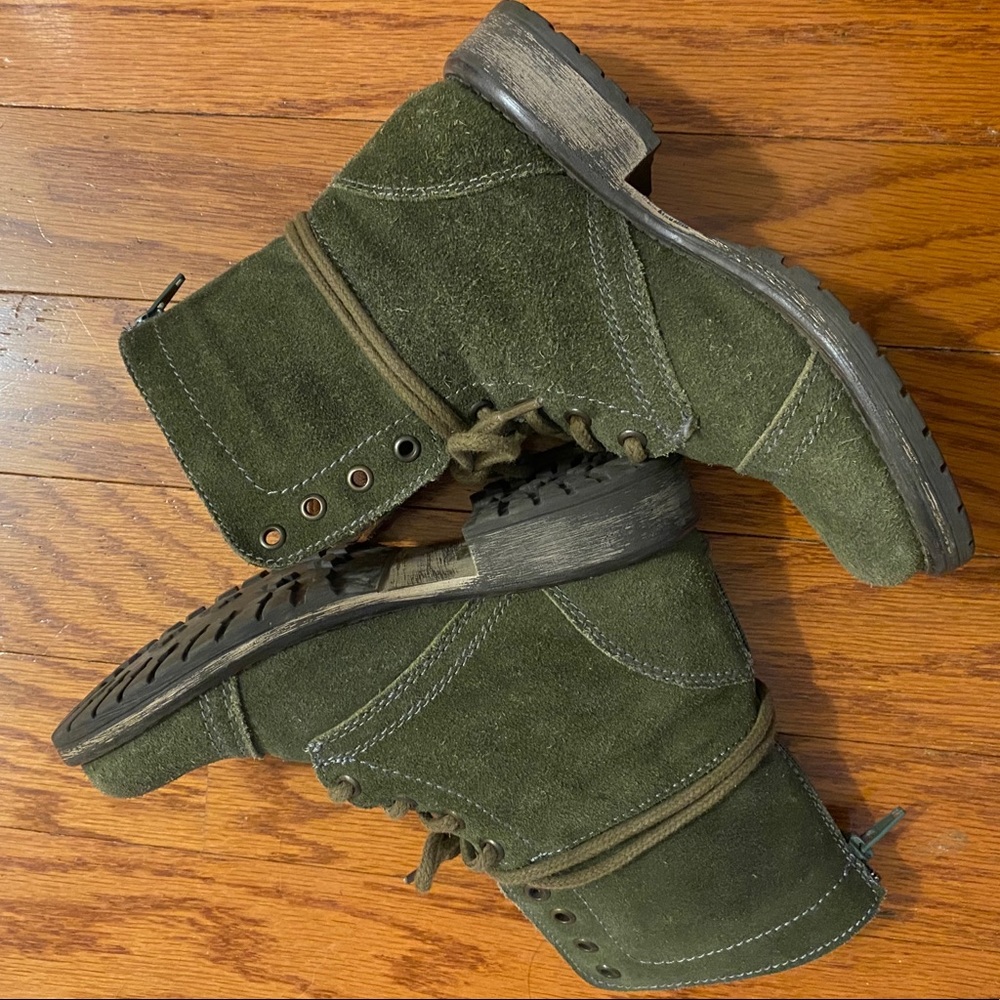 Steve Madden olive suede combat boots